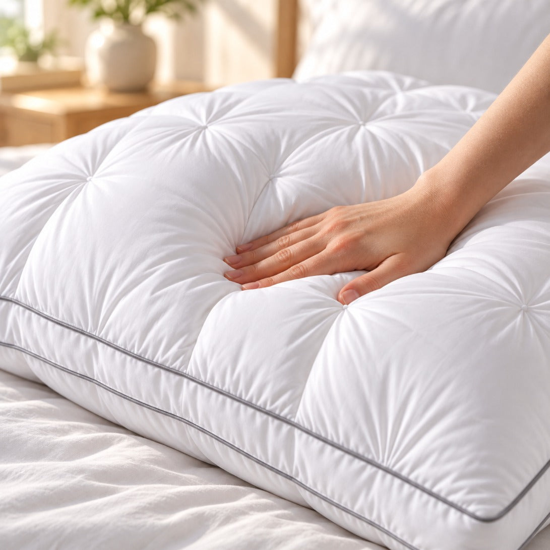 DreamCloud hotel-style pillow close-up