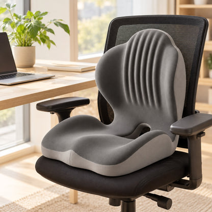 PostureCurve ergonomic seat cushion on an office chair